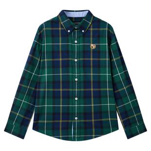eland kids衣恋童装男童衬衫2025年秋季新品复古英伦格子长袖上衣
