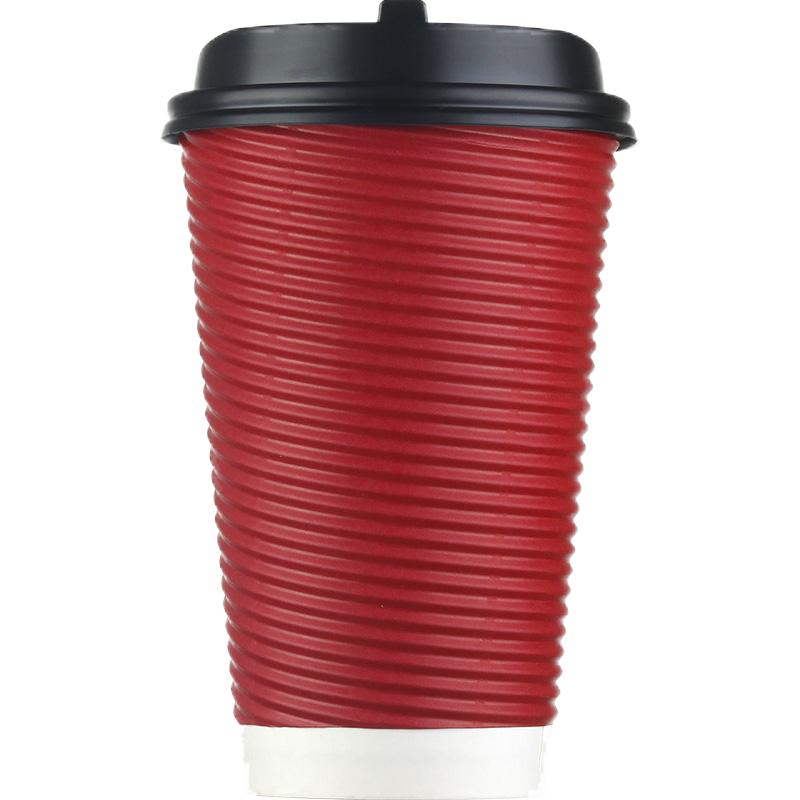 一次性瓦楞纸杯咖啡杯纸杯带盖杯子家用咖啡一次用水杯加厚纸杯子