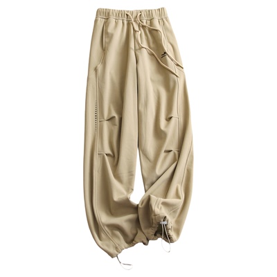 加绒加厚捏褶运动风松紧腰休闲裤