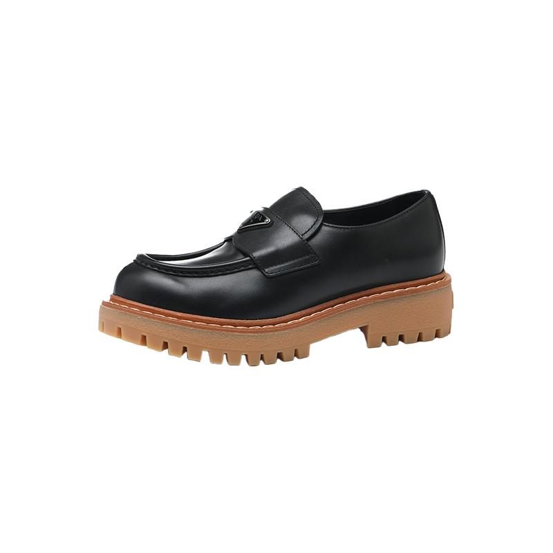 【自营】Prada/普拉达男士SS25三角徽标锯齿厚底休闲皮鞋乐福鞋