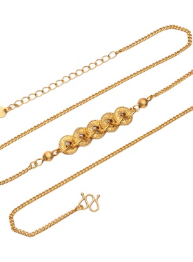 黄金色碎碎冰五帝币招财项链