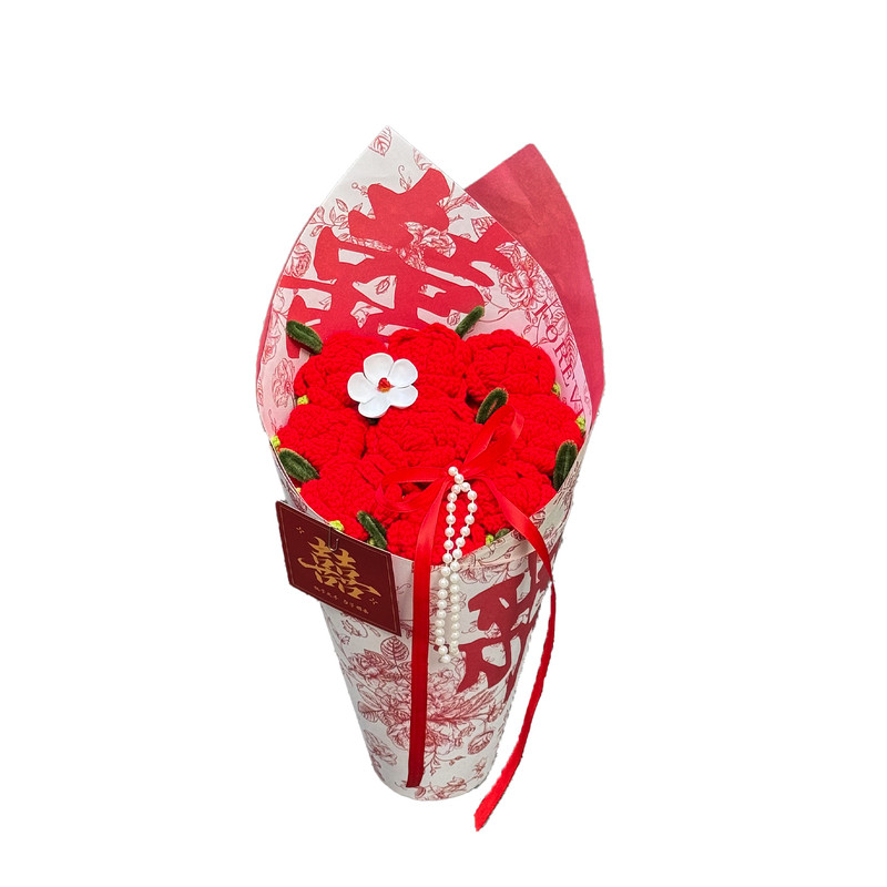 新婚订婚手工红玫瑰花束
