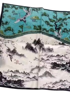 新中式丝绒小方巾秋冬气质优雅