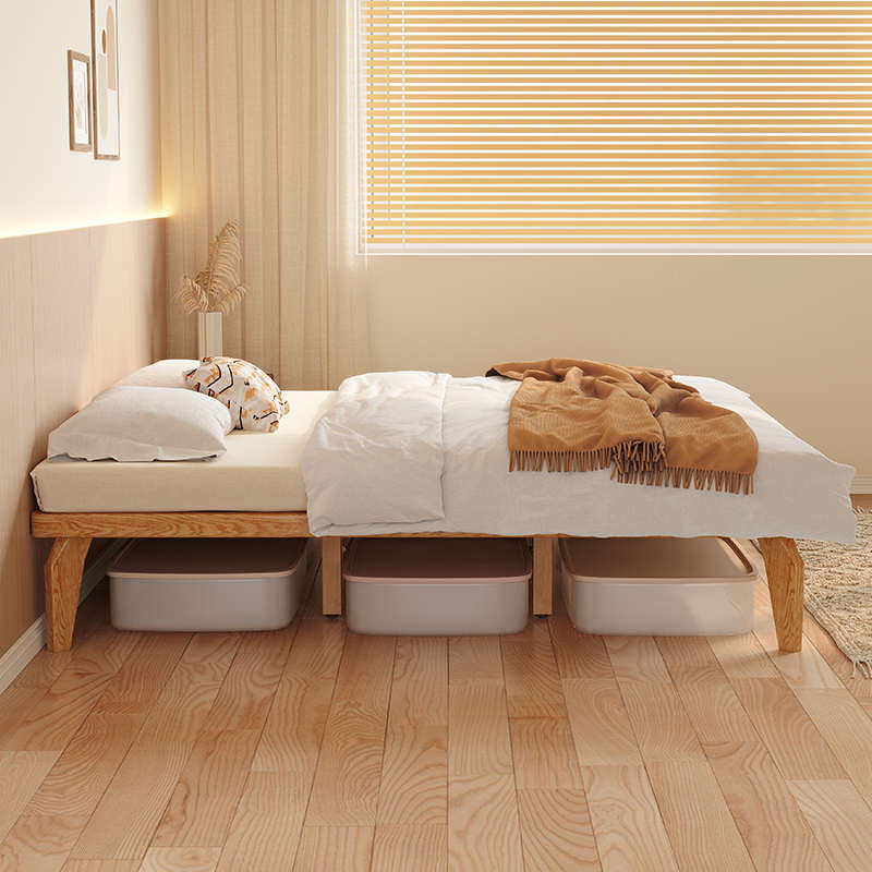 儿童榻榻米一米宽无床头原木床架子1米2单人1.35小户型1米实木床
