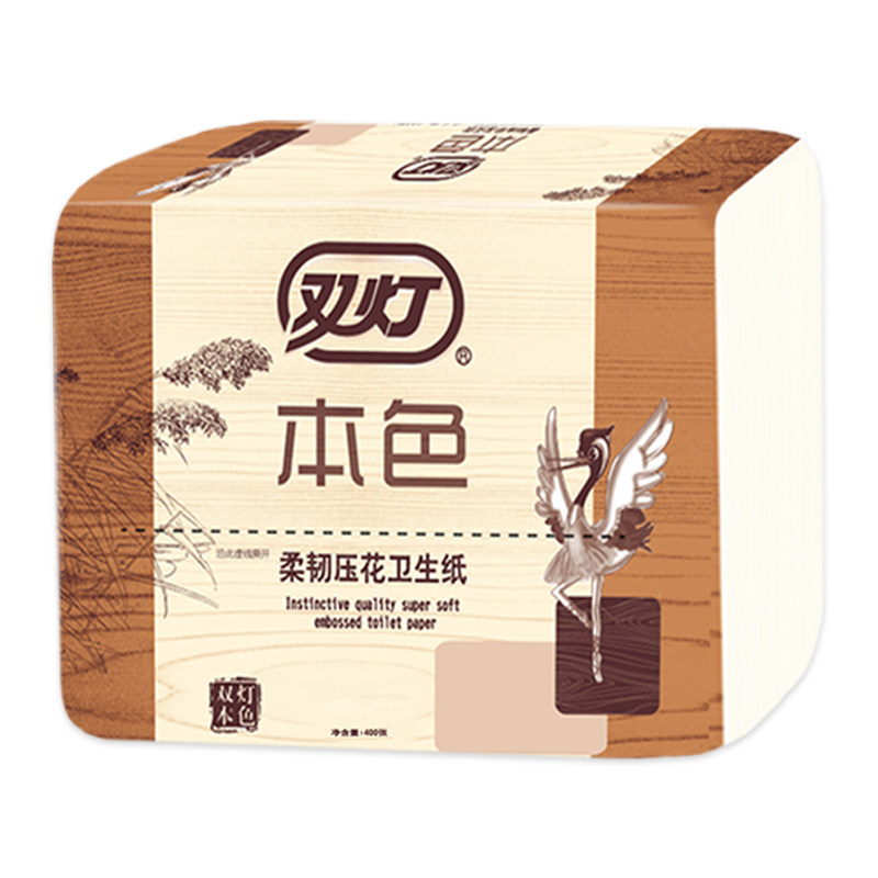 双灯本色压花卫生纸家用30包厕纸官方旗舰店平板实惠装草纸整箱批