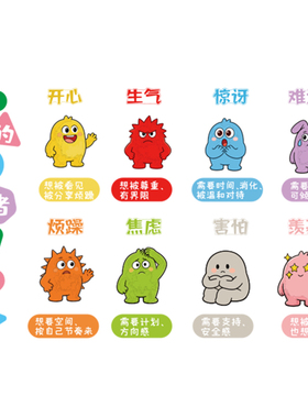 情绪小怪兽环创心理角情绪管理幼儿园文化墙面贴装饰成品楼梯走廊