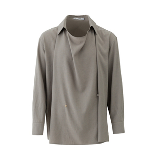 BALIANG「捌樑」壑 'abyss' 垂感翻荡领收束宽松套头长袖衬衫上衣