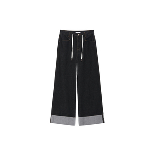 REVAN芮范设计师款翻脚口阔腿牛仔裤RL31302019