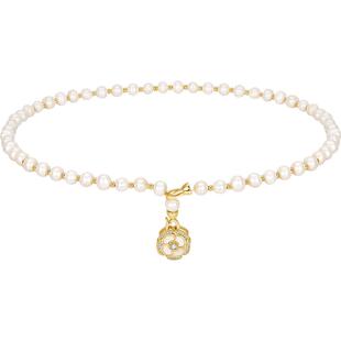 JAY山茶花珍珠项链送妈妈生日礼物秋冬毛衣链长款花朵吊坠锁骨链