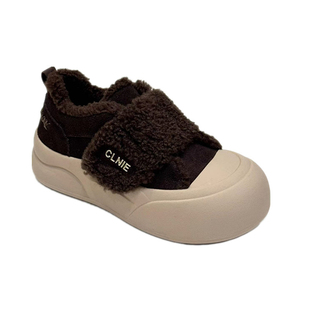 冰洁女鞋2025冬季新款真皮加绒保暖厚底防滑休闲板鞋运动鞋女棉鞋