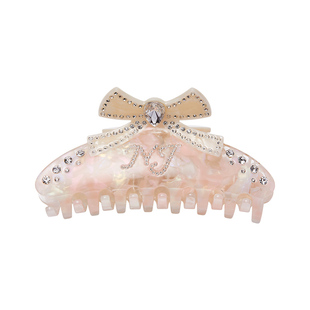 NanaJacqueline新款拼色小蝴蝶结醋酸板材仿钻抓夹女气质女神发夹