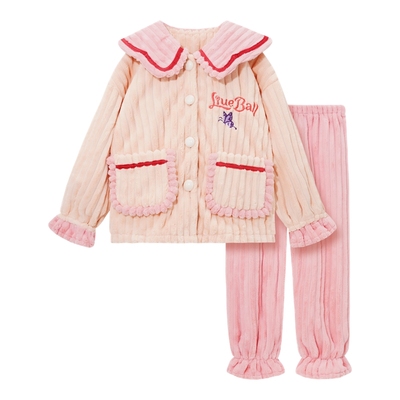 卡通睡衣女童秋冬季珊瑚绒加厚