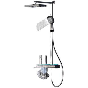 NBTO枪灰色淋浴套装恒温钢琴按键花洒家用5D腰喷SPA沐浴器氛围灯