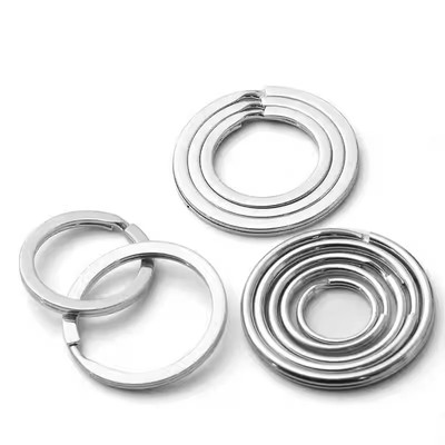 304钥匙圈环不锈钢扁圈铁圈圆形加厚配件钥匙圆环简易配件钥匙环