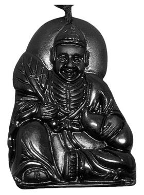 百搭儿童女士天然黑曜石济公吊坠