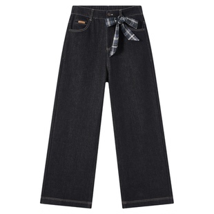 快鱼牛仔裤女2025新款冬装美式复古休闲柔软舒适保暖宽松直筒裤子