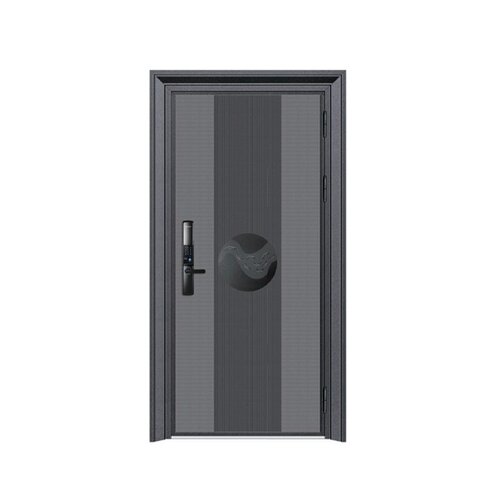 新中式单开推拉入户门不锈钢智能指纹锁家用大门极简韩式防盗门