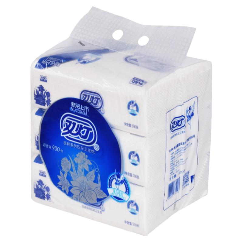 双灯卫生纸厕纸家用300层家庭用手草纸原生木浆白色压花平板纸巾