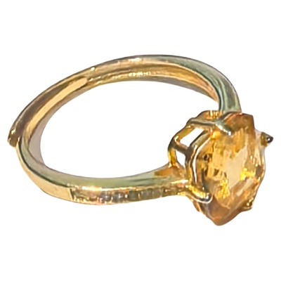 天然巴西黄水晶S925银戒指马年