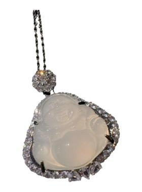 巴西绿玉髓玛瑙蝴蝶宝石项链奢华水灵水灵轻奢时尚白玉髓佛公项链