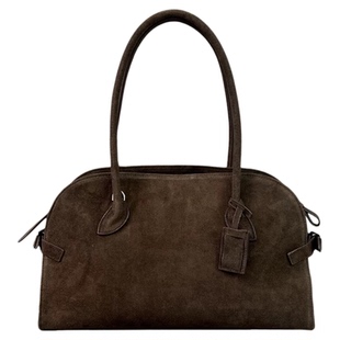 【公子雯】托特包赵露思同款磨砂牛皮麂皮复古大容量单肩手提腋下