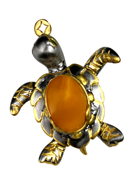 吕如曼925银蜜蜡镶嵌海龟女2025新款送女朋友礼物银镶胸针吊坠