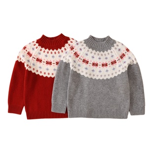 儿童羊毛衫女童费尔岛毛衣中大童学生新款加厚时尚针织羊绒套头衫