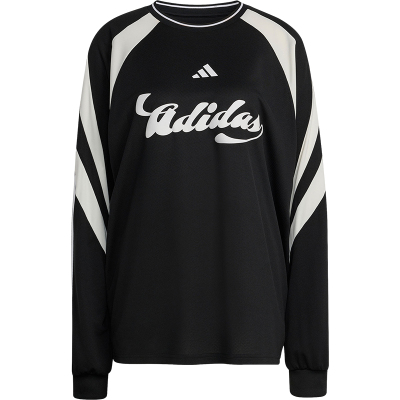 Adidas/阿迪达斯正品2026春季款女士圆领经典拼接长袖上衣JY7638