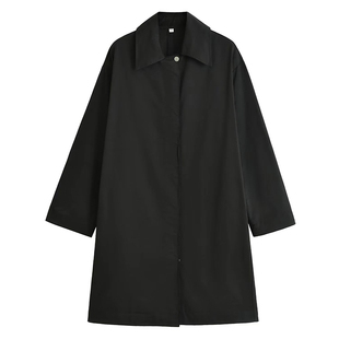 黑色薄款日系风衣女款春秋款拽姐酷飒风廓形中长款外套2026年新款