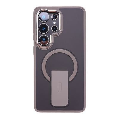 适用三星S25ultra手机壳S26ultra新款折叠支架S25FE磁吸壳S24plus大孔s25edge磨砂S23u防摔s26plus黑S24u外壳