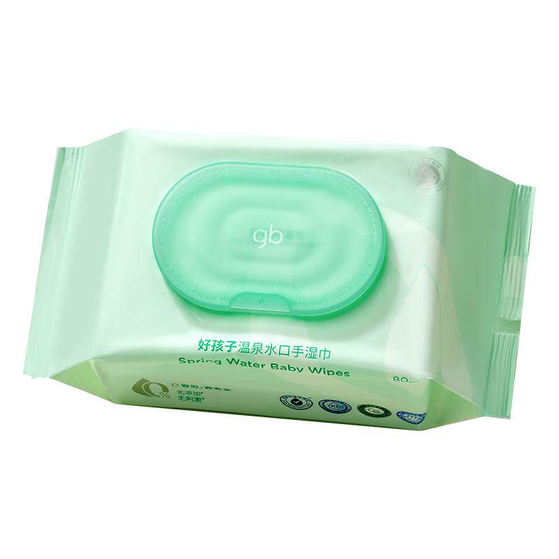gb好孩子温泉水湿巾新生婴儿湿纸巾手口屁幼儿童专用大包单包80抽