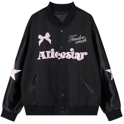 蝴蝶刺绣棒球服外套女春秋夹克