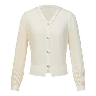 koradior珂莱蒂尔秋季气质简约百搭V领舒适针织衫女