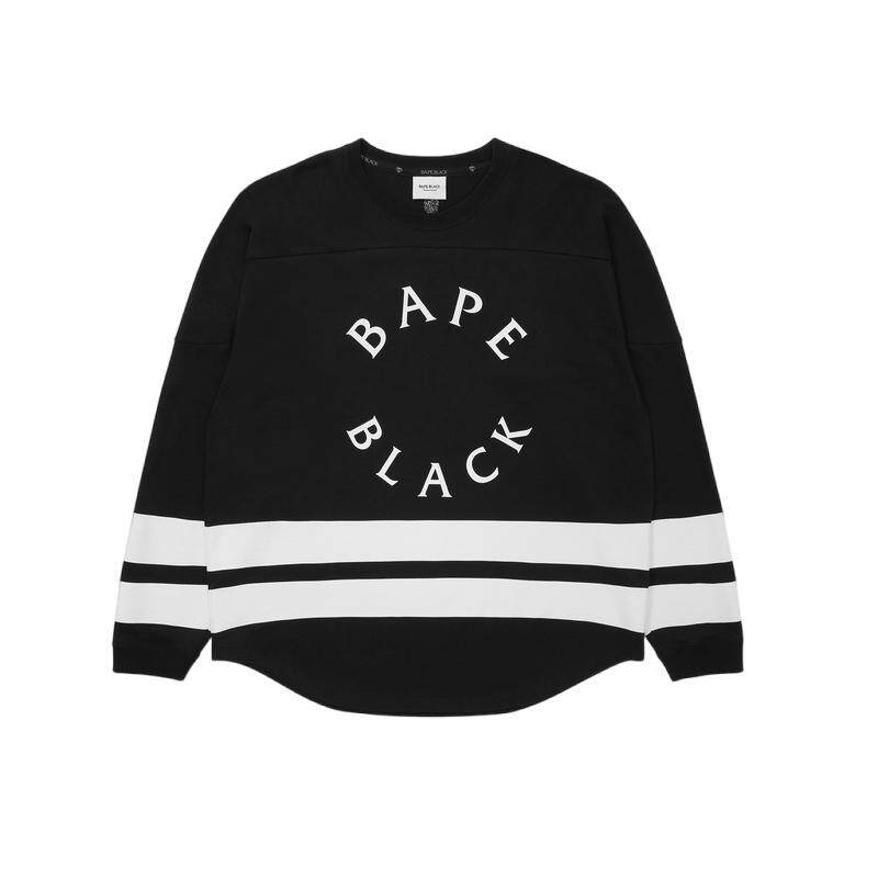 字母印花长袖T恤BAPEBLACK