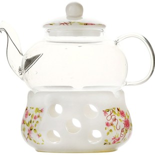 陶瓷花茶壶 花茶具透明杯玻璃花草水果花果茶壶耐热蜡烛加热套装