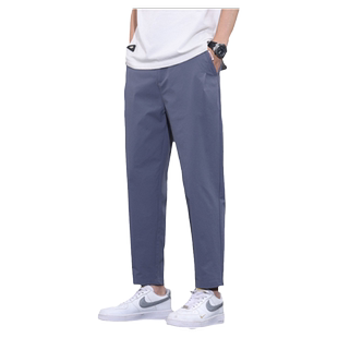 冰丝休闲裤男夏季薄款矮个子男生弹力西裤高级感锥形男士九分裤子