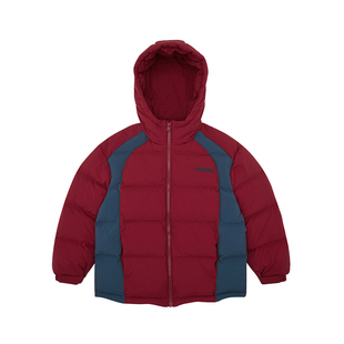 VISION KIDS 童装男女儿童90鸭绒冬季运动撞色连帽中长款羽绒服