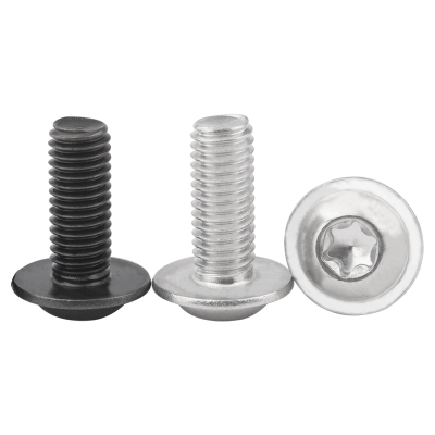 304不锈钢圆头梅花带垫螺丝7380盘头内六角梅花型带介黑色螺丝钉