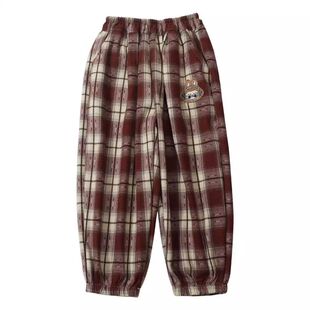 女童裤子春秋冬2025新款儿童秋冬洋气百塔宝宝时髦格子秋装加绒裤