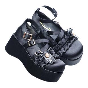 SANERBBY原创设计Lolita厚底鞋蝴蝶结 圆头浅口可爱 玛丽珍松糕鞋