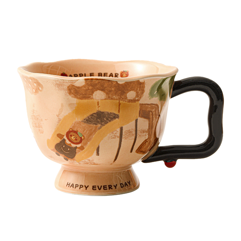 复古陶瓷可爱杯子办公室高颜值家用马克杯女生喝水杯早餐咖啡杯
