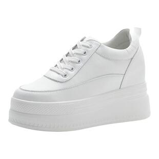 2026年真皮内增高厚底小白鞋春款9公分坡跟单鞋小个子运动鞋女鞋