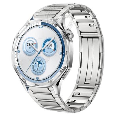 适用华为watch5手表带watchgt5pro三珠工字印不锈钢腕表带watch4pro运动GT4智能GT3男士2pro金属表链夏季