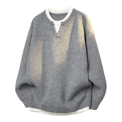 【假两件针织毛衣】男款秋冬内搭