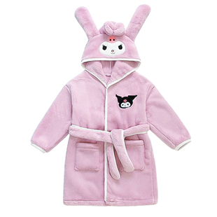 婴儿儿童睡袍秋冬季宝宝中长款睡衣法兰绒珊瑚绒睡裙女孩加绒浴袍