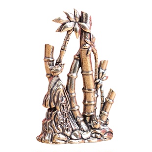 黄铜复古做旧节节高升小摆件装饰办公室桌面竹笋铜雕工艺品装饰品