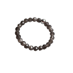 Ciel原创设计手工天然银曜石戒指2mm切面珠指环关节戒尾戒男女