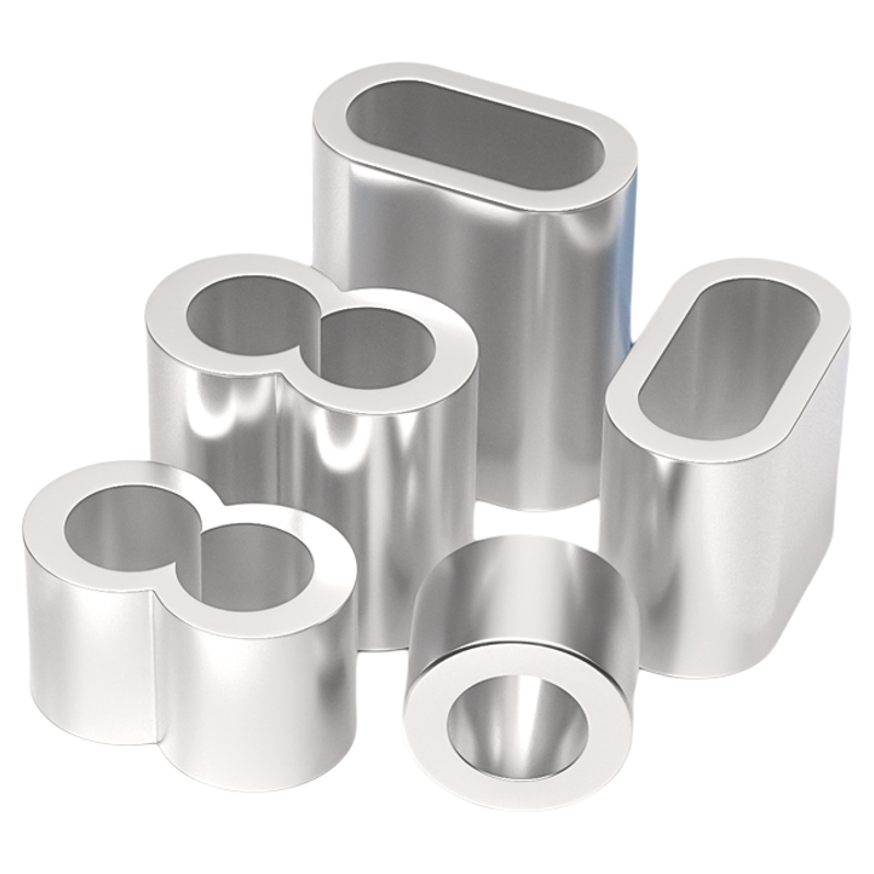 钢丝绳用铝套铝夹头八8字型孔夹锁扣快速夹头卡头圆形椭圆单双孔