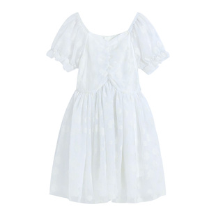 班尼路童装夏季新款女童泡泡袖宽松连身裙女孩短袖网纱公主裙夏季