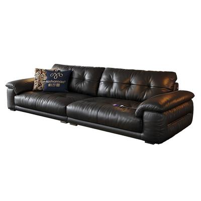 进口头层牛皮云岛沙发复古中古风